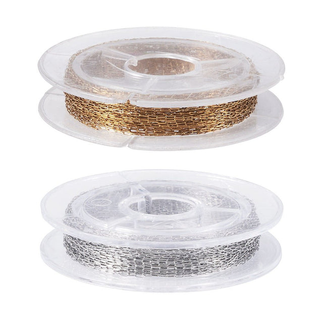 Wasserfeste Papierklammer-Ketten – 18K Vergoldet & Stahl, 5 m pro Farbe (2,2 x 0,7 mm)