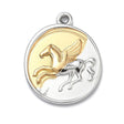 Vandfaste Pegasus Vedhæng – To - farvet 18K Forgyldt Stål (23x18mm) - Uniq Perler - 118985