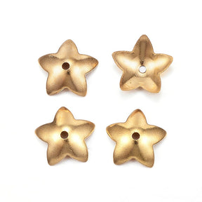 Wasserfeste Perlenkappen – Sternförmig, 18K Vergoldet Stahl (7x7x2,5mm), 10 Stk. - Uniq Perler - 832843