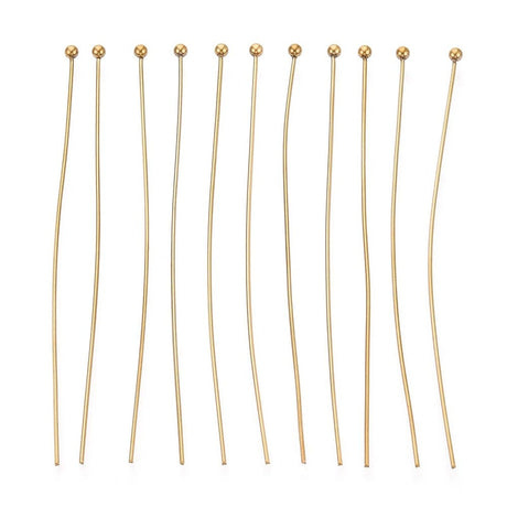 Vandfaste Perlestave – 18K Forgyldt Stål (60x0,5mm) 25 stk - Uniq Perler - 116049