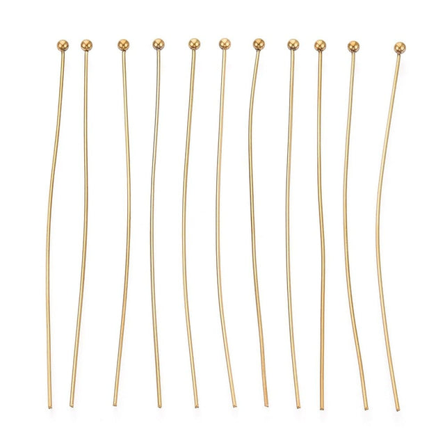 Vandfaste Perlestave – 18K Forgyldt Stål (60x0,5mm) 25 stk - Uniq Perler - 116049