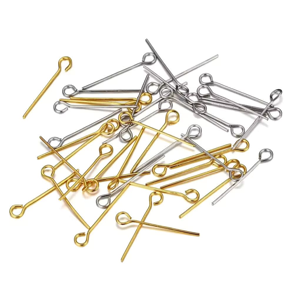 Vandfaste Perlestave Med Øje - Forgyldt Stål (0,6x40mm, 20 stk) - Uniq Perler - 112174