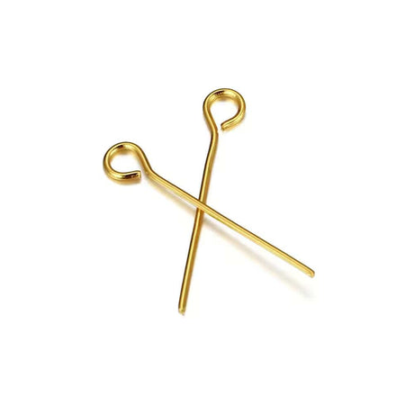 Vandfaste Perlestave Med Øje - Forgyldt Stål (0,6x40mm, 20 stk) - Uniq Perler - 112174