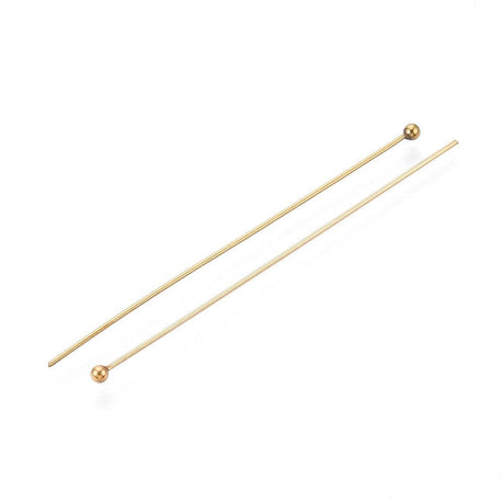 Vandfaste Perlestave Med Rundt Hoved – 18K Forgyldt Stål (50x0,5mm) 100 stk - Uniq Perler - 115529