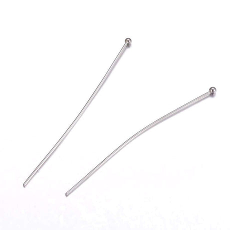 Vandfaste Perlestave med Rundt Hoved – Rustfrit Stål (40x0,7mm) 200 Stk - Uniq Perler - 0000014889561