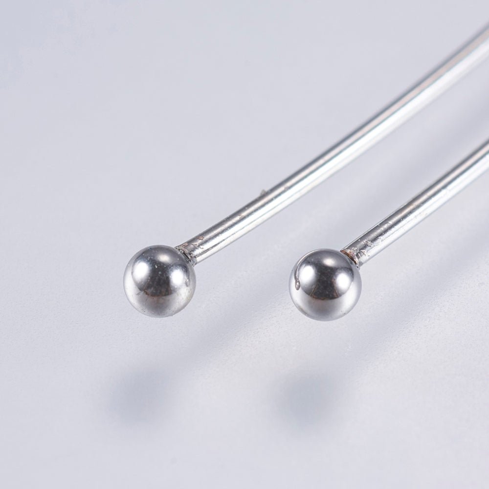 Vandfaste Perlestave med Rundt Hoved – Stål (40x0.5mm) 45 stk - Uniq Perler - 117014