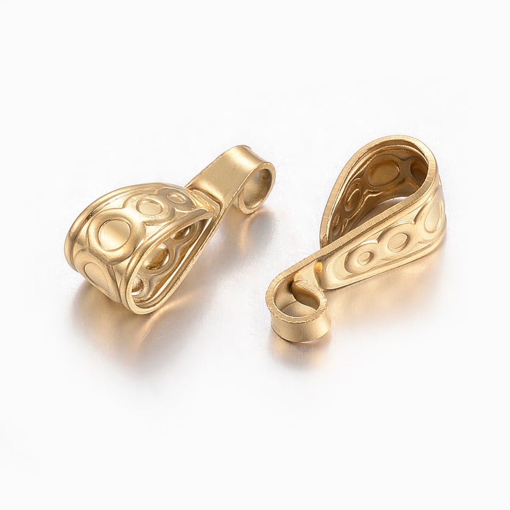 Vandfaste Pinch Bails – 18K Forgyldt Stål (15.5x6x6mm) 4 stk - Uniq Perler - 