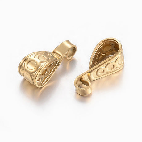 Vandfaste Pinch Bails – 18K Forgyldt Stål (15.5x6x6mm) 4 stk - Uniq Perler - 