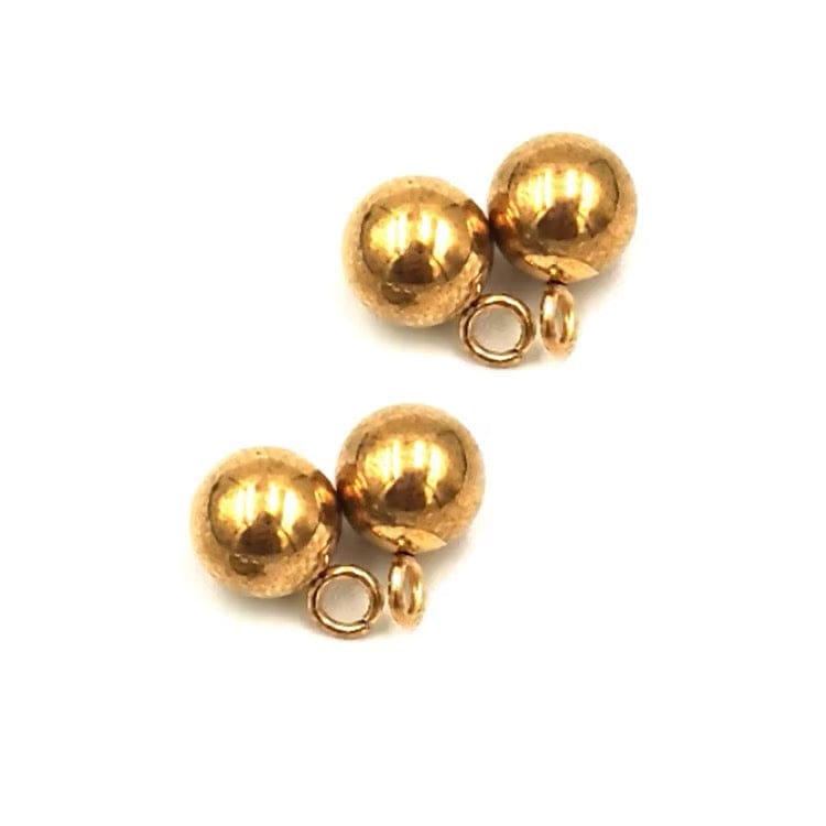 Vandfaste Runde Vedhæng, Forgyldt Stål, (5mm, 2 stk.) - Uniq Perler - 114032