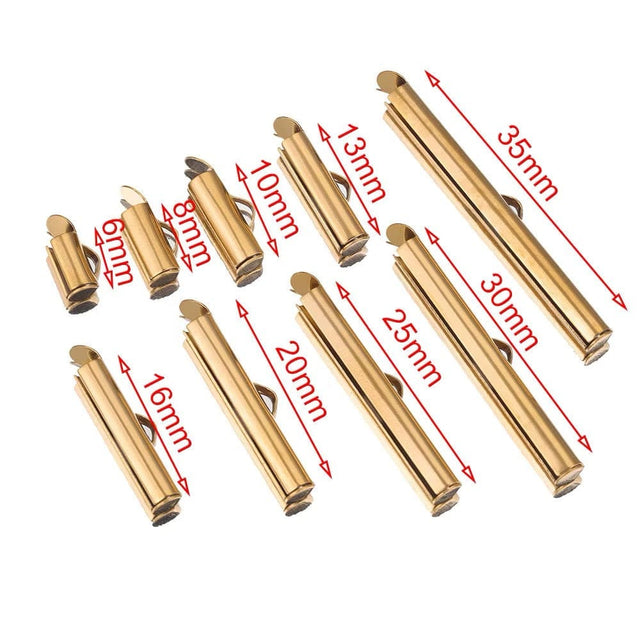 Vandfaste Slide Ends - 18K Forgyldt Stål (35x5,5mm), 4 stk - Uniq Perler - 669955