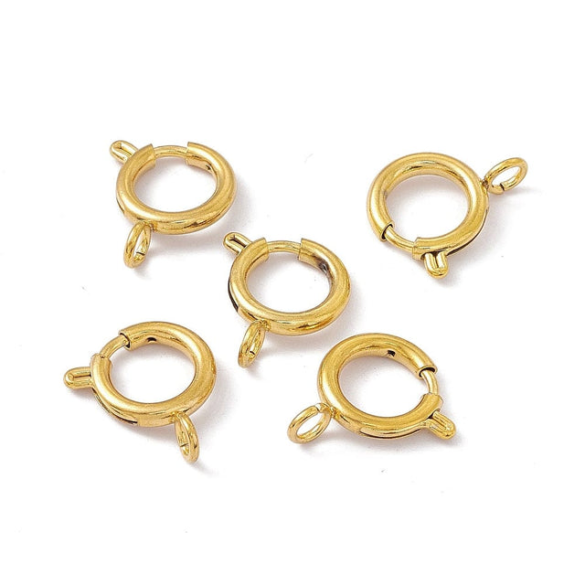 Vandfaste Springlåse - 18K Forgyldt Stål (13mm) - Uniq Perler - 116001