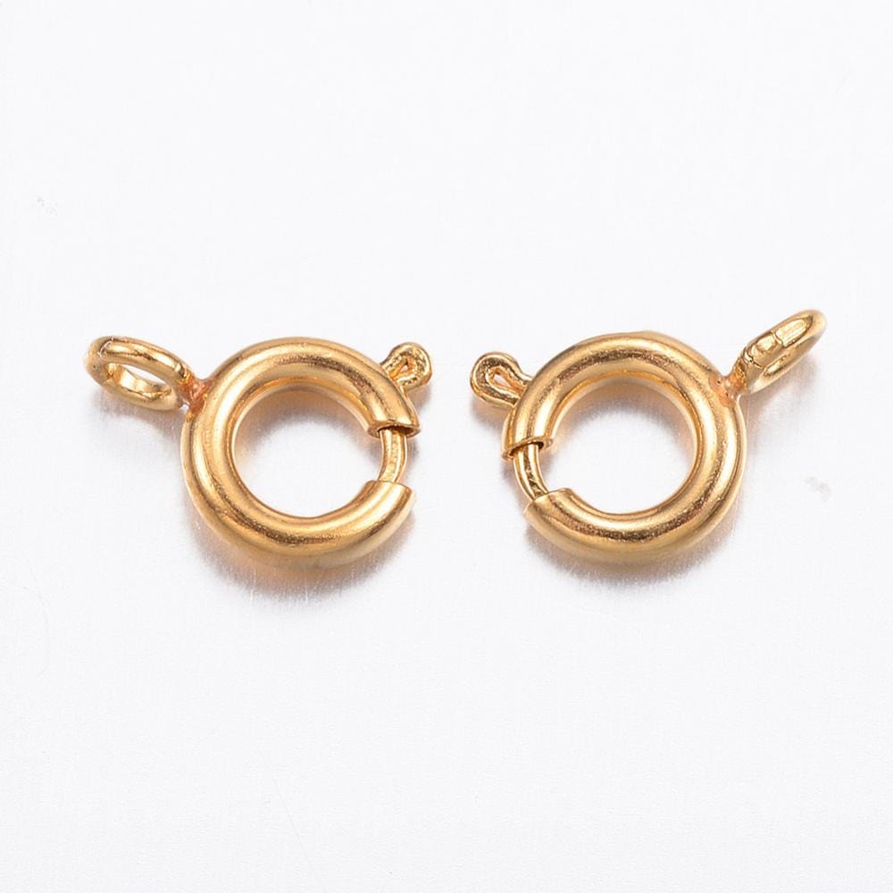 Vandfaste Springlåse – 18K Forgyldt Stål (7.5x5mm, 50 stk) - Uniq Perler - 115530