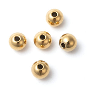 Water-resistant Steel Beads, Gold-plated, 6mm, 10 pcs - Uniq Perler - 113842