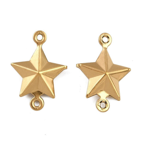 Vandfaste Stjerne Mellemled - Forgyldt Stål (13x18x4.5mm) 2 stk - Uniq Perler - 
