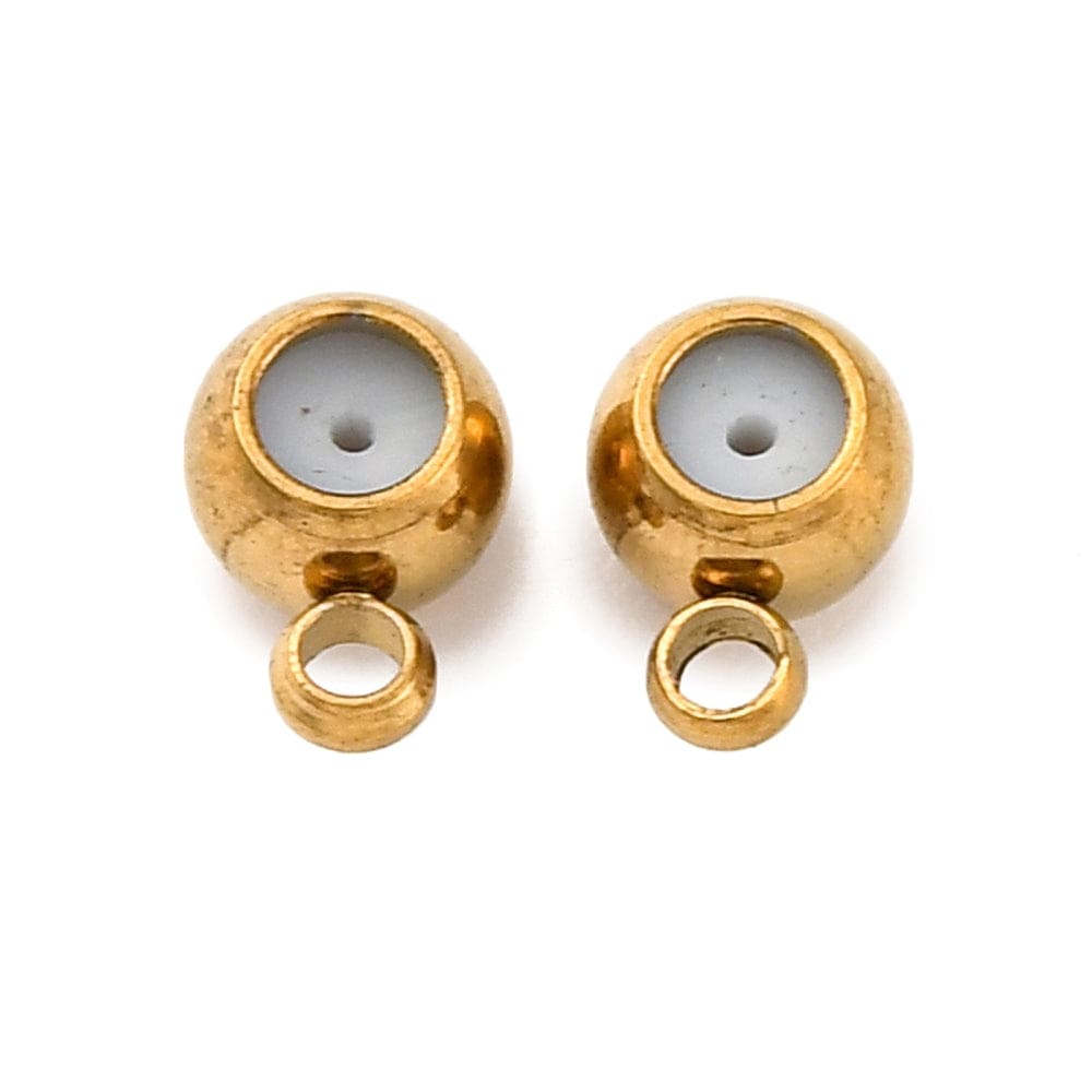 Vandfaste Stopper Perler Med Øje – Forgyldt Stål (5x4x3mm, 4 Stk) - Uniq Perler - 114792