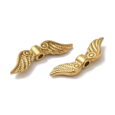 Vandfaste Vinger Mellemled – Forgyldt Stål (21.5x6x3mm) 6 stk - Uniq Perler - 