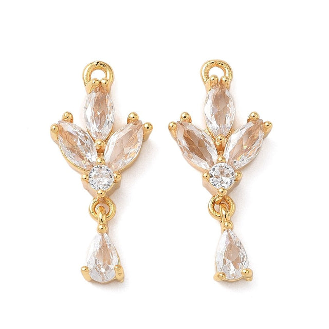 Vedhæng – 18K Forgyldt med Zirkonia (22.5x10x4.5mm) - Uniq Perler - 