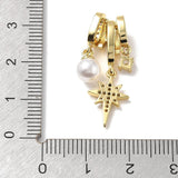 Vedhæng, 18K forgyldt med zirkonia og perle (29mm) - Uniq Perler - 115507