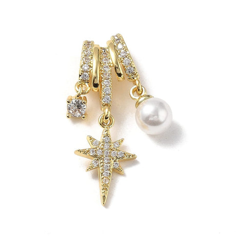 Vedhæng, 18K forgyldt med zirkonia og perle (29mm) - Uniq Perler - 115507