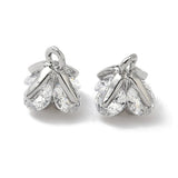 Vedhæng– Blomst m. Zirkonia, Platin farvet Messing (8,5mm) 4 stk. - Uniq Perler - 115694