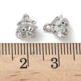 Vedhæng– Blomst m. Zirkonia, Platin farvet Messing (8,5mm) 4 stk. - Uniq Perler - 115694