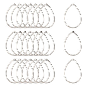 Pendant – Teardrop-shaped, Platinum-plated (44x30mm) 6 pcs. - Uniq Perler - 115713
