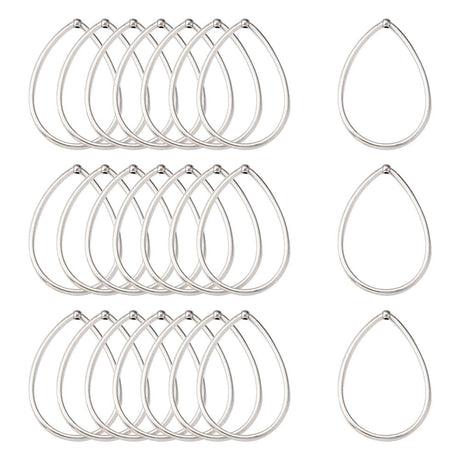 Vedhæng – Dråbeformet, Platinumbelagt (44x30mm) 6 stk. - Uniq Perler - 115713