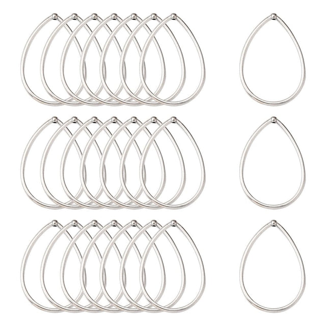 Vedhæng – Dråbeformet, Platinumbelagt (44x30mm) 6 stk. - Uniq Perler - 115713