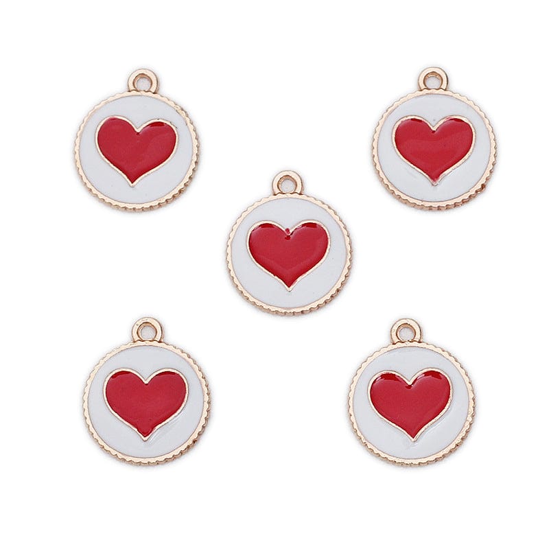 Vedhæng Emalje Og Hjerte, (18x16mm, 6 Stk) - Uniq Perler - 114540