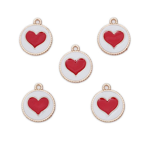 Vedhæng Emalje Og Hjerte, (18x16mm, 6 Stk) - Uniq Perler - 114540
