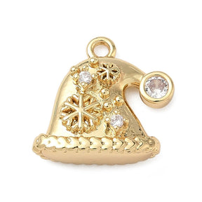 Anhänger – Kappe, 18K Vergoldet mit Zirkonia (14x13x4mm) 2 Stk - Uniq Perler - 