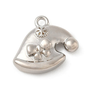 Pendant – Cap, with Bow, Platinum-colored (13x11x4mm) 2 pcs - Uniq Perler - 