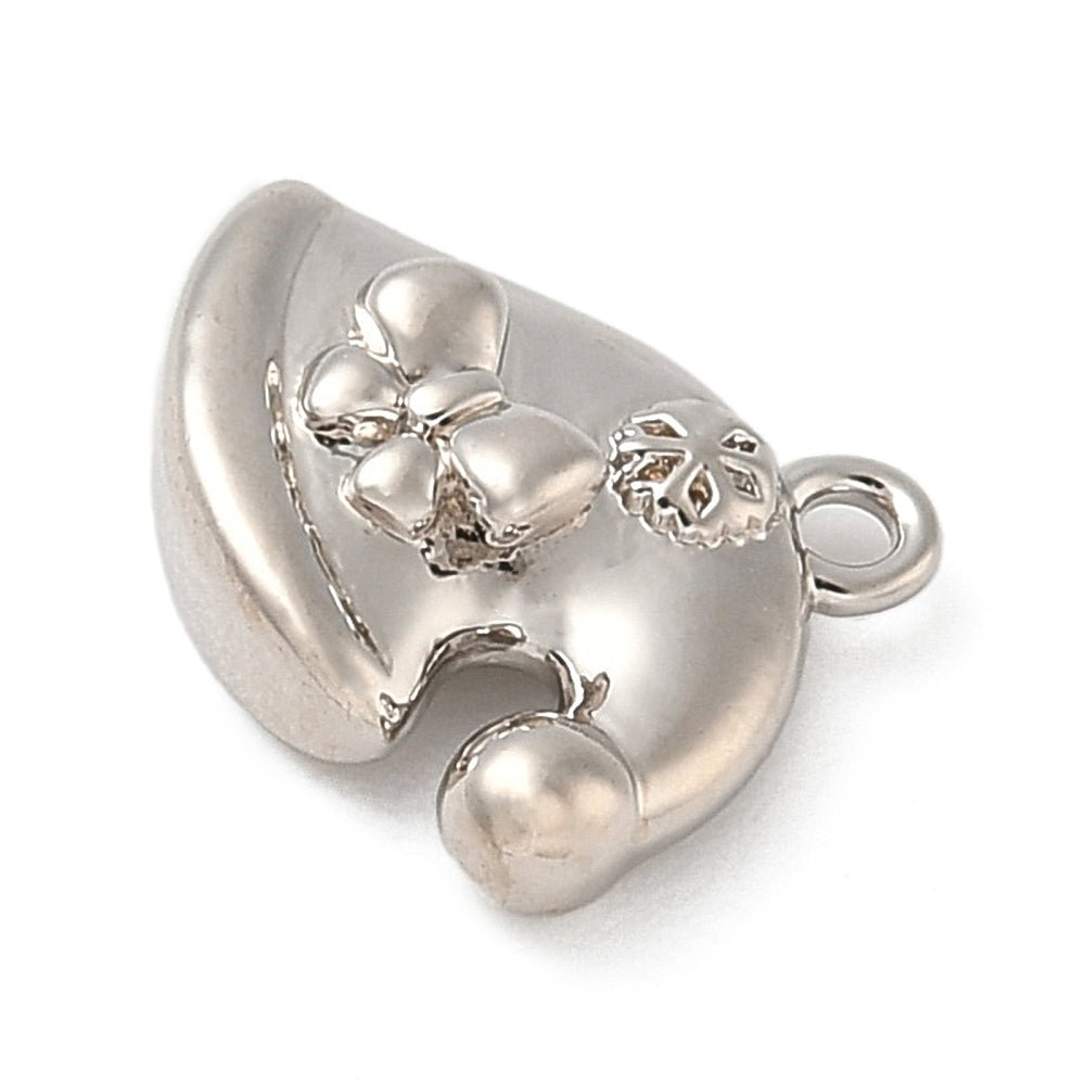 Vedhæng – Hue, med Sløjfe, Platinfarvet (13x11x4mm) 2 stk - Uniq Perler - 