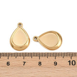 Vedhæng i Forgyldt Stål – Dråbe Cabochon Fatning, (13x18mm, 2 stk) - Uniq Perler - 116194