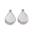 Vedhæng i Rustfrit Stål – Dråbe Cabochon Fatning, Sølvfarve (13x18mm, 2 stk) - Uniq Perler - 116193
