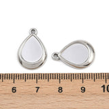 Vedhæng i Rustfrit Stål – Dråbe Cabochon Fatning, Sølvfarve (13x18mm, 2 stk) - Uniq Perler - 116193