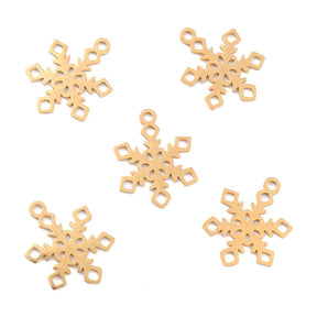 Hänge i Vattentålig Stål – Snöflinga, Guld (17,5x23mm, 2 st) - Uniq Perler - 116181