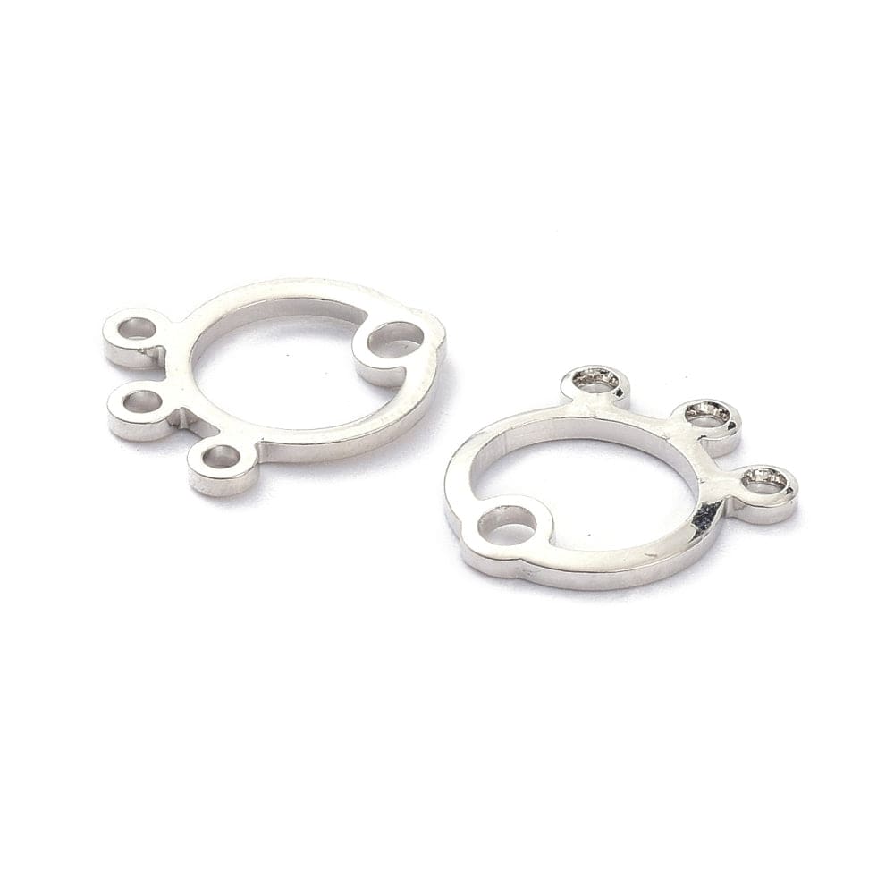 Vedhæng med 3 Øjne – Platiniumsfarvet Messing (13x11mm, 4 stk) - Uniq Perler - 0001489222