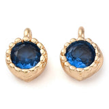 Vedhæng Med Blå Zirkonia, 18K Langtidsholdbar Forgyldt, 6x4mm, 2 stk. - Uniq Perler - 114218