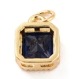 Vedhæng Med Blå Zirkonia Sten, Kantet, 18K Forgyldt, 9,5x7x4mm - Uniq Perler - 0001489061