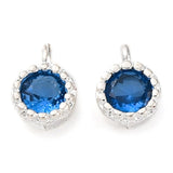 Vedhæng Med Blå Zirkonia Sten, Langtidsholdbar Forsølvet, 6x4mm, 2 stk. - Uniq Perler - 114221