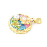 Vedhæng Med Blomster Detaljer, 18K Forgyldt, (23,5x20mm) - Uniq Perler - 114720