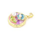 Vedhæng Med Blomster Detaljer, 18K Forgyldt, (23,5x20mm) - Uniq Perler - 114721