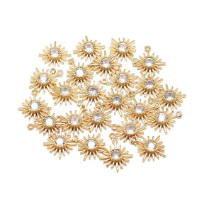 Hänge med Cubic Zirconia – Mässing Förgylld 18 Karat (14,5mm) 2 st. - Uniq Perler - 117072