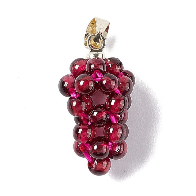 Vedhæng Med Granat Perler – Drueformet (19x10mm) - Uniq Perler - 114326