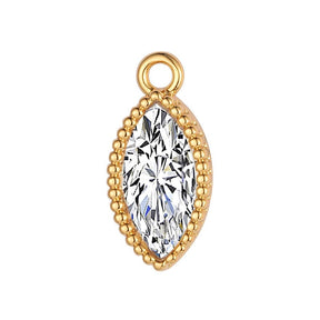 Pendant with Clear Zirconia – Gold-plated Brass (13x7mm) - Uniq Perler - 111560