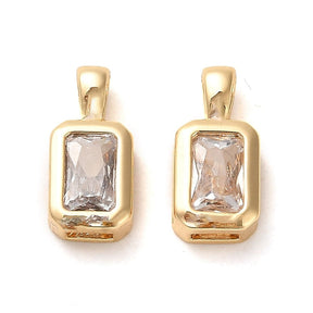 Pendant With Clear Zirconia Stone, 18K Gold-plated, 12.5x5.5mm - Uniq Perler - 114212