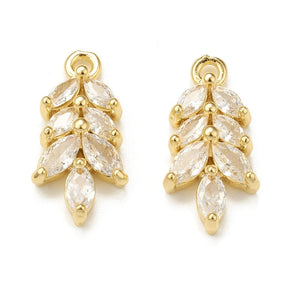 Pendant With Clear Zirconia Stone, 18K Gold-plated, (16x8x3mm) - Uniq Perler - 84732737