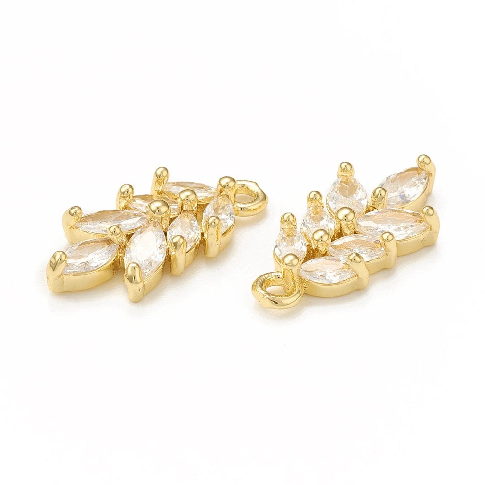 Vedhæng Med Klar Zirkonia Sten, 18K Forgyldt, (16x8x3mm) - Uniq Perler - 84732737