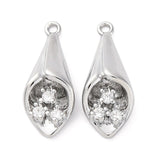 Vedhæng Med Klare Rhinsten, Platin Belagt, 20x8mm - Uniq Perler - 039217